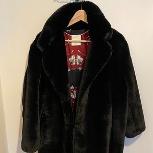Brand new black Sandro faux fur winter coat